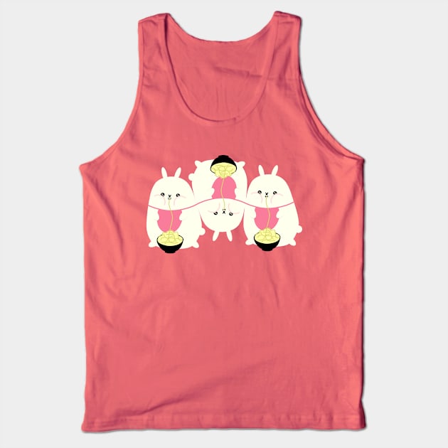 Fat bunny eating noodles pattern Tank Top by EuGeniaArt